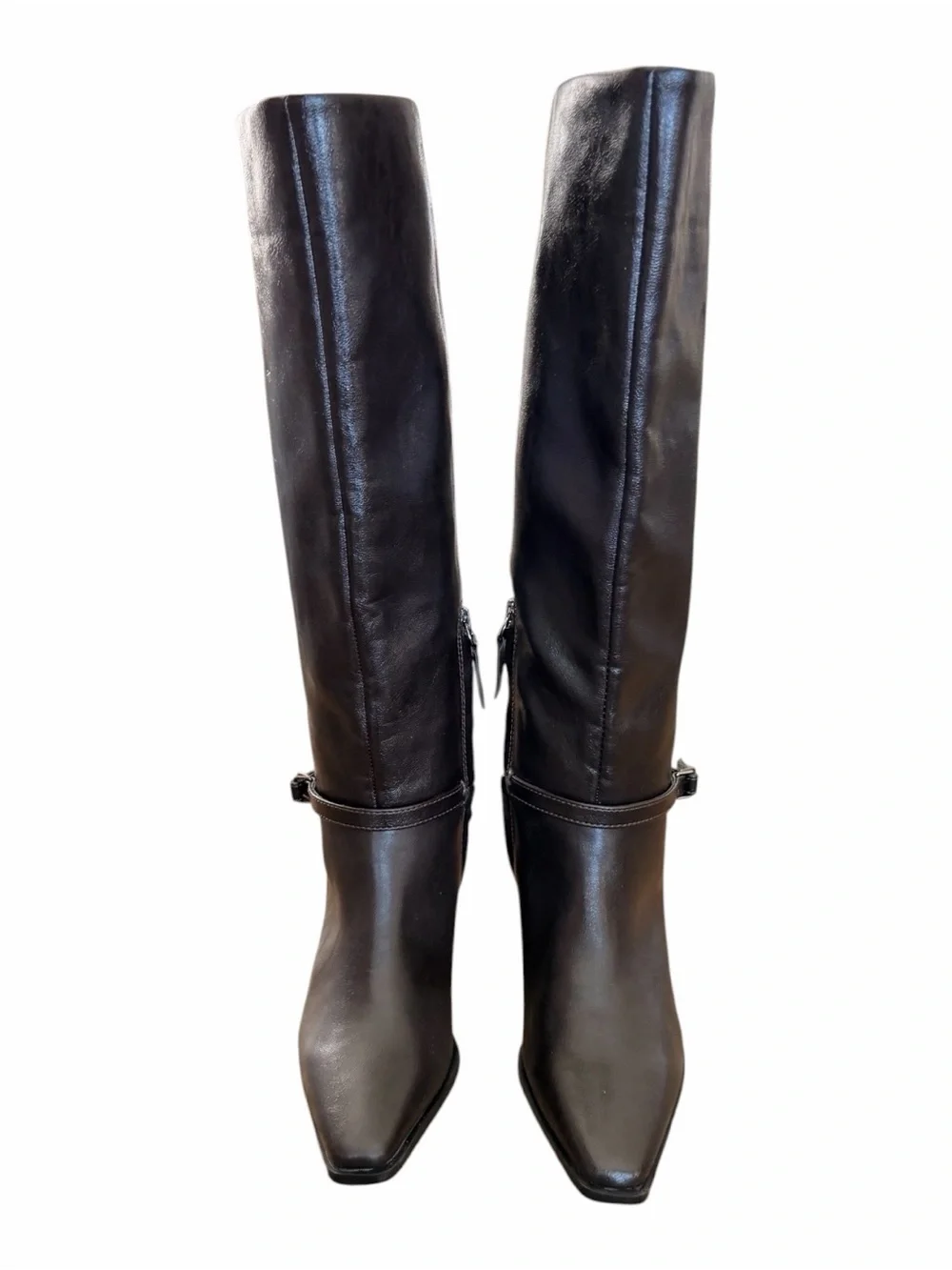 Franco Sarto Tall Leather Boots - Dark Brown